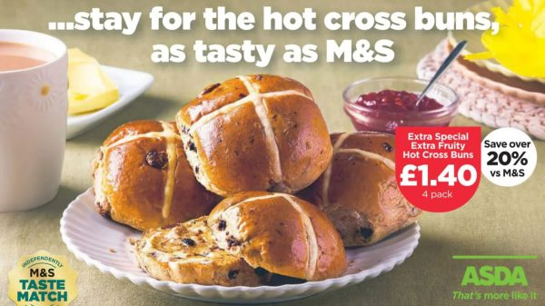 Here depicting the questionably served Asda hot cross bun