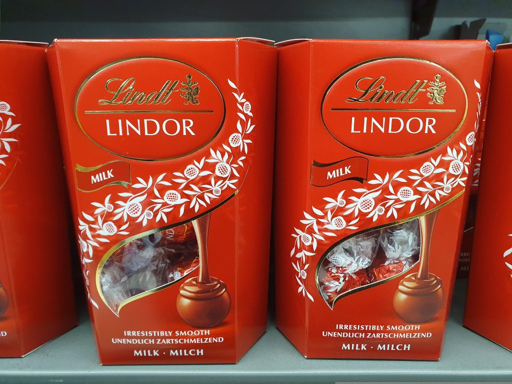 Here depicting Lindt Milk chocolate