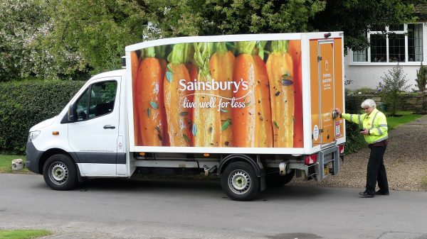 Here depicting a Sainsbury's van