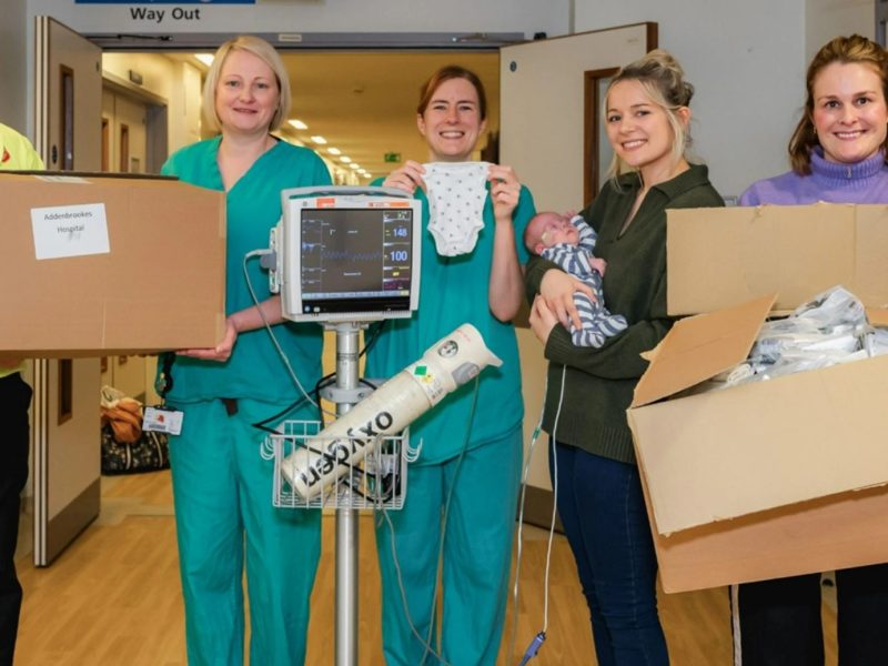 Tesco is to donate 23,000 packs of own-brand premature baby clothes to neonatal wards in hospitals across the UK, here showing NHS staff, parents and Tesco employees with premature baby clothes