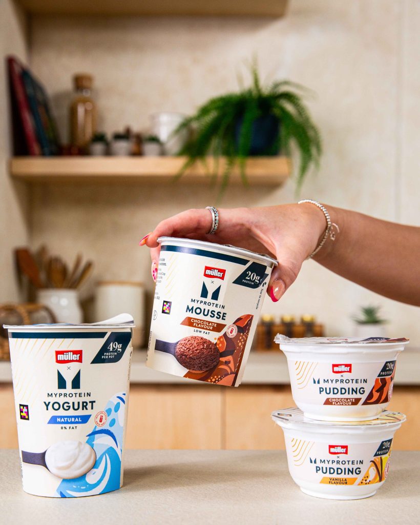 Müller Yogurt & Desserts and Myprotein have partnered to launch a new range of high-protein yoghurts and desserts. 