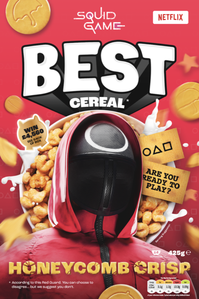 The Sidemen's Best Cereal has teamed up with Netflix to launch a new Honeycomb Crisp cereal, inspired by Squid Games 2, in supermarkets.