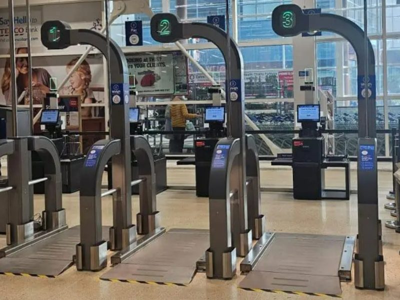 Tesco has launched a trial of new giant anti-theft trolley scales, in a move that has been likened to "border control" by some shoppers.