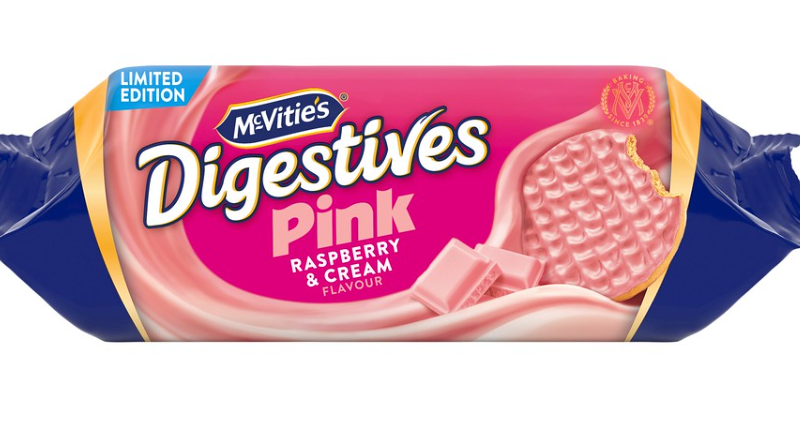 McVitie’s has announced the latest twist on the UK’s favourite biscuit, with the launch of a limited-edition Pink Digestives Raspberry & Cream Flavour. The launch follows the 100th anniversary celebrations for Chocolate Digestives.