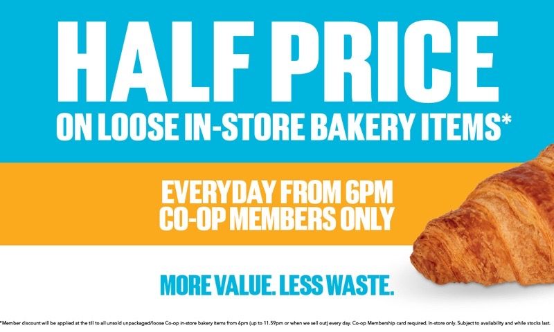 Co-op has launched a new Too Good To Waste initiative across its in-store bakery range, offering its Members 50% off loose bakery items after 6 pm every day.