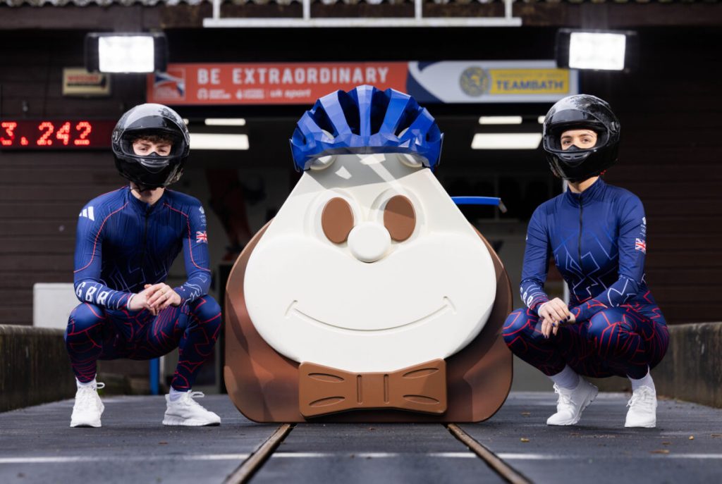 Discount supermarket chain Aldi turns its caterpillar cake, Cuthbert, into a bobsleigh ahead of the Olympic Winter Games.